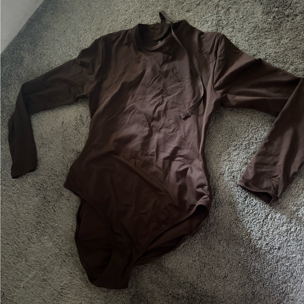 SKIMS Brown Long Sleeve One Piece Swimsuit